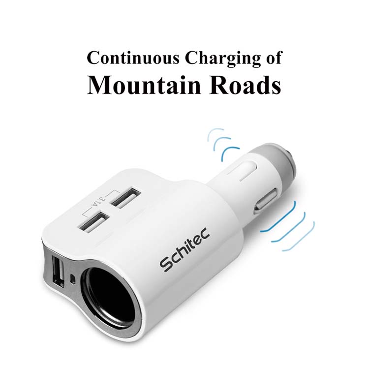 product-750-750 3 USB port car charger with cigeratte lighter 3.1A