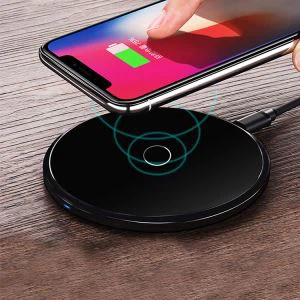 Black Round Disc Shape Cordless Phone Charger