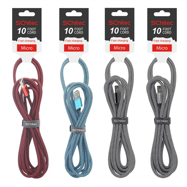High Quality Speed Aluminum 1m 2m 3m Sync Two Sided Micro Charging USB Datum Cable Charger Rohs